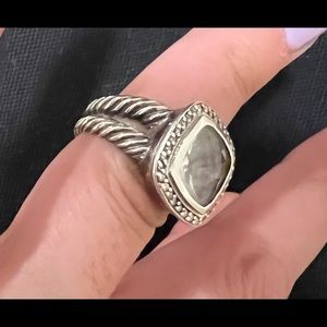 David yurman ring prasiolite and Pave diamonds and sterling silver